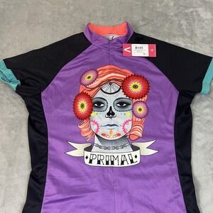 Primal Cycling Jersey Womens Medium Purple Sugar Skull Day Of Dead Bike Top